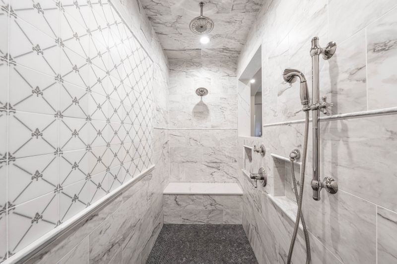 Marble-Effect Tiles in Shower